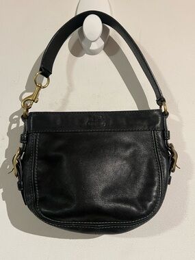Coach Zoe  Black Leather Small Shoulder Bag with Brass Hardware 41864